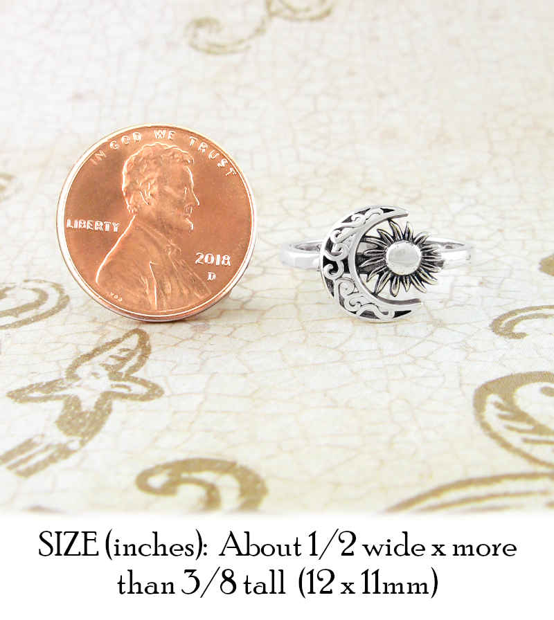 Fancy Crescent Moon And Sun Flower Ring | Woot & Hammy