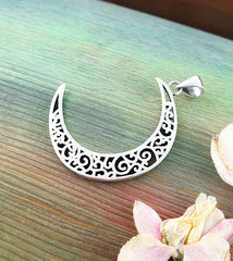 Crescent Moon With Decorative Spirals and Swirls Pendant | Woot & Hammy