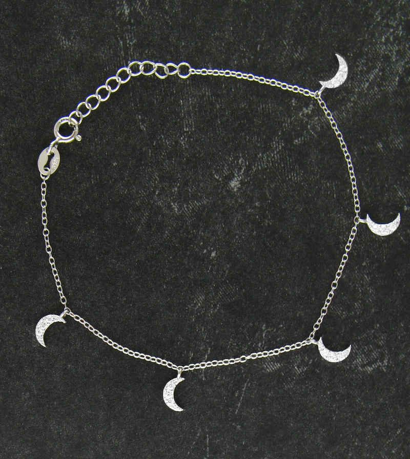 Five Tiny Crescent Moons with CZ Bracelet | Woot & Hammy