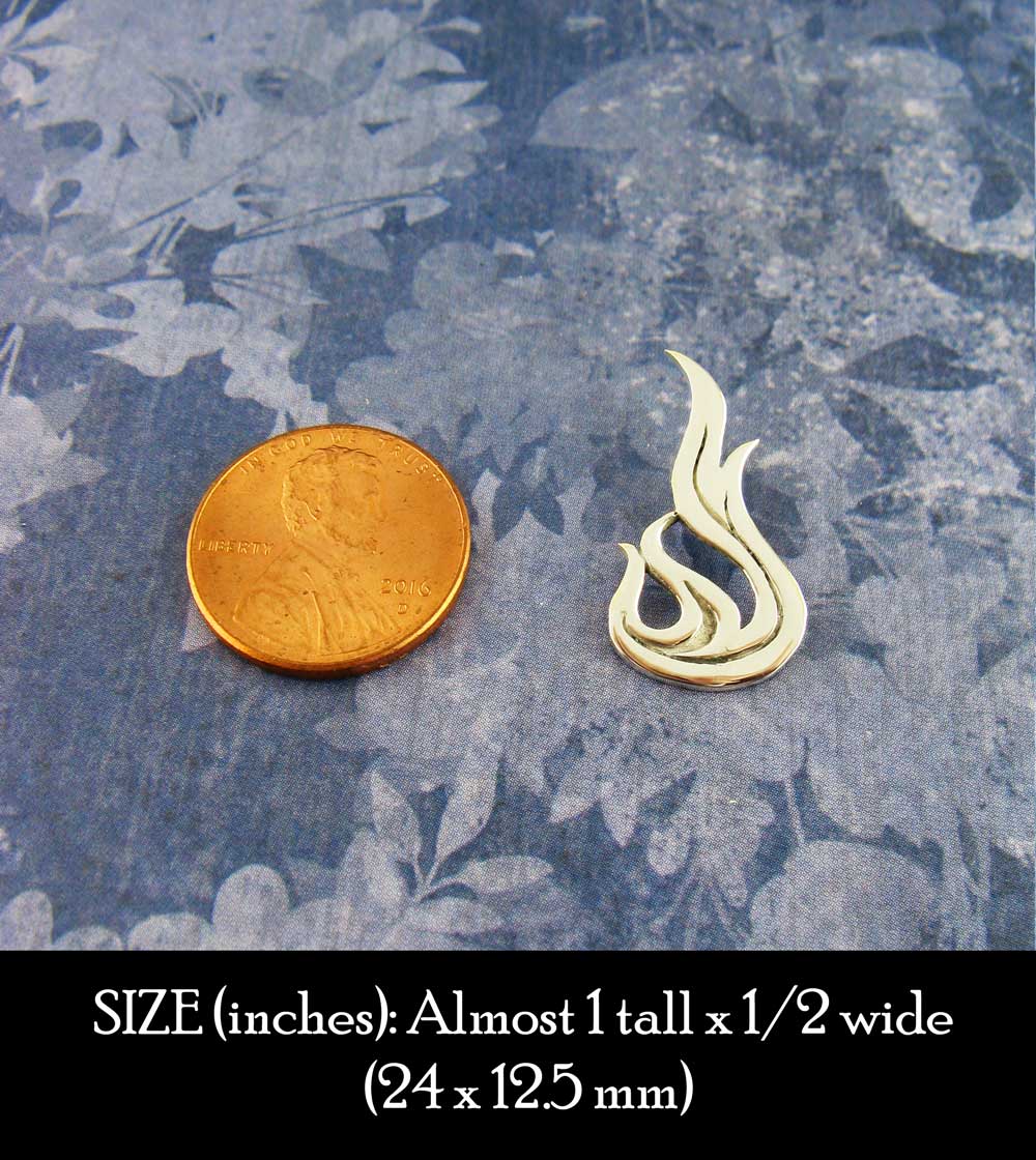 Fire Flame Necklace Pendant Flickering Symbol Sign Fire Fighter Wife Gift Element Fire Witch Art Emblem Eternal Sterling Silver Unique size comparison