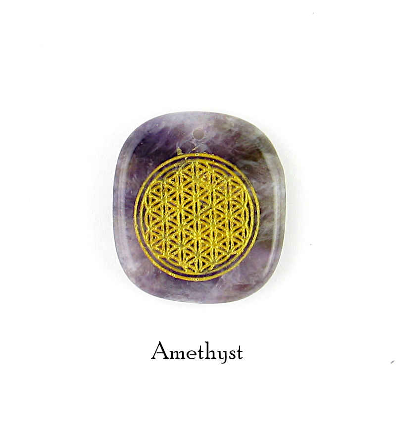 Natural Worry Stone With Inscribed Flower of Life Symbol  | woot & hammy