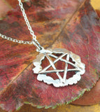 Wreath of Flowers Pentacle Pendant Necklace Sterling Silver