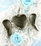 Ornate Folded Angel Wings Heart Locket Necklace - woot & hammy