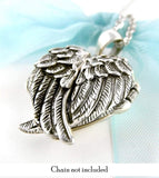 Ornate Folded Angel Wings Heart Locket Necklace - woot & hammy