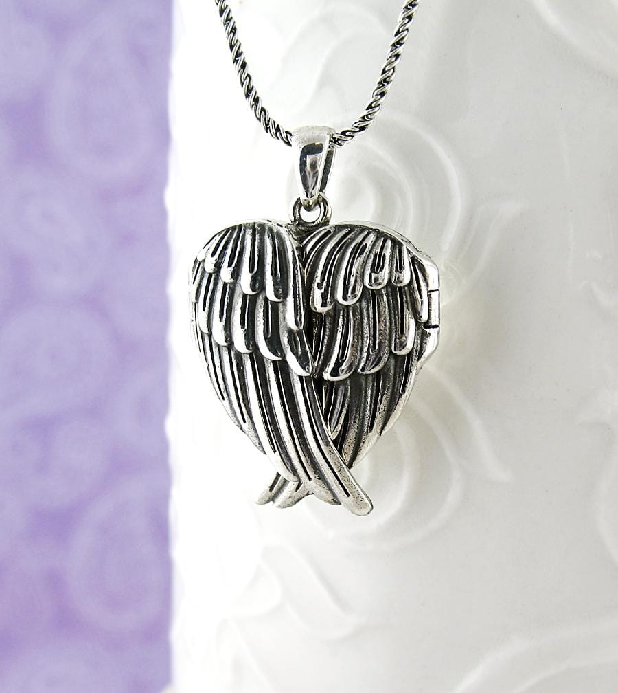 Heart-Shaped Folded Angel Wings Locket - woot & hammy