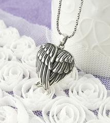 Heart-Shaped Folded Angel Wings Locket - woot & hammy