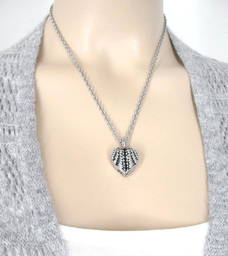 Heart-Shaped Angel Wing Memorial Urn Necklace - woot & hammy