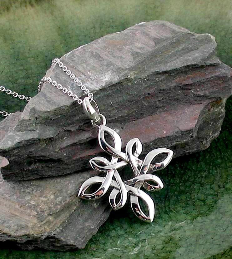 Silver Four Trinity Knot Necklace - Solvar Irish Jewellery