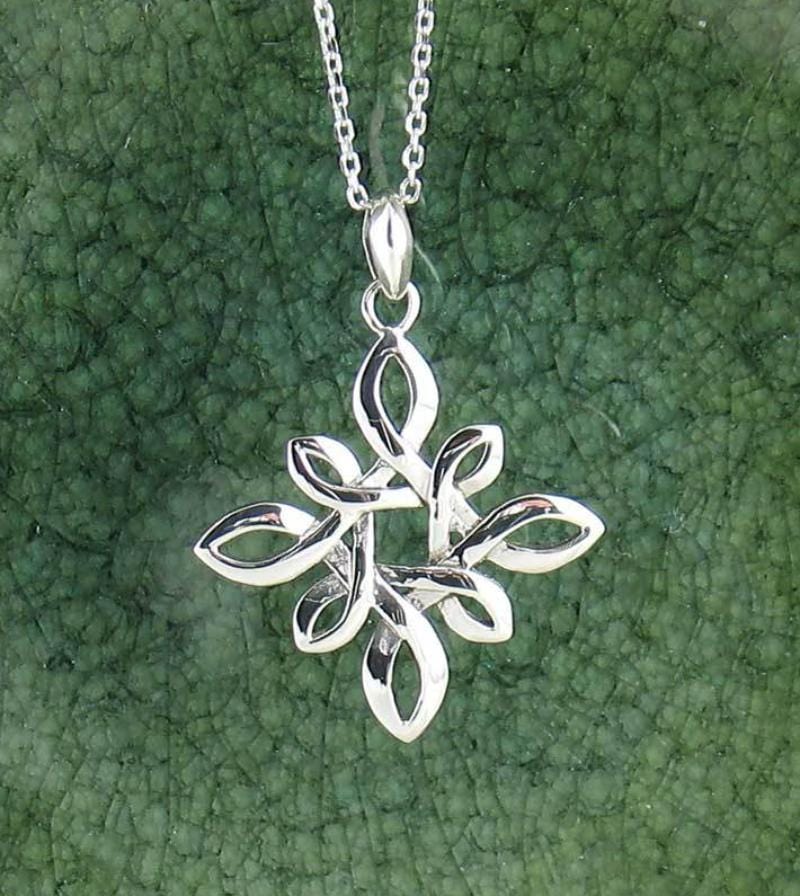 Elegant Sterling Silver CZ Knot Pendant Necklace