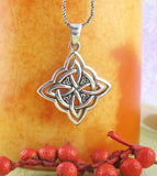 Witch's Knot Four Pointed Celtic Knot Interlaced with a Circle Necklace Sterling Silver Pendant