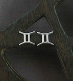 Tiny Gemini The Twins Stud Earrings, Third Zodiac Symbol