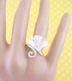Gingko Leaf Adjustable Ring With Curling Stem | woot & hammy thoughtful jewelry