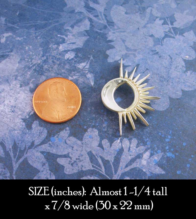 Half Sun & Crescent Moon Pendant, Handmade Sterling Silver