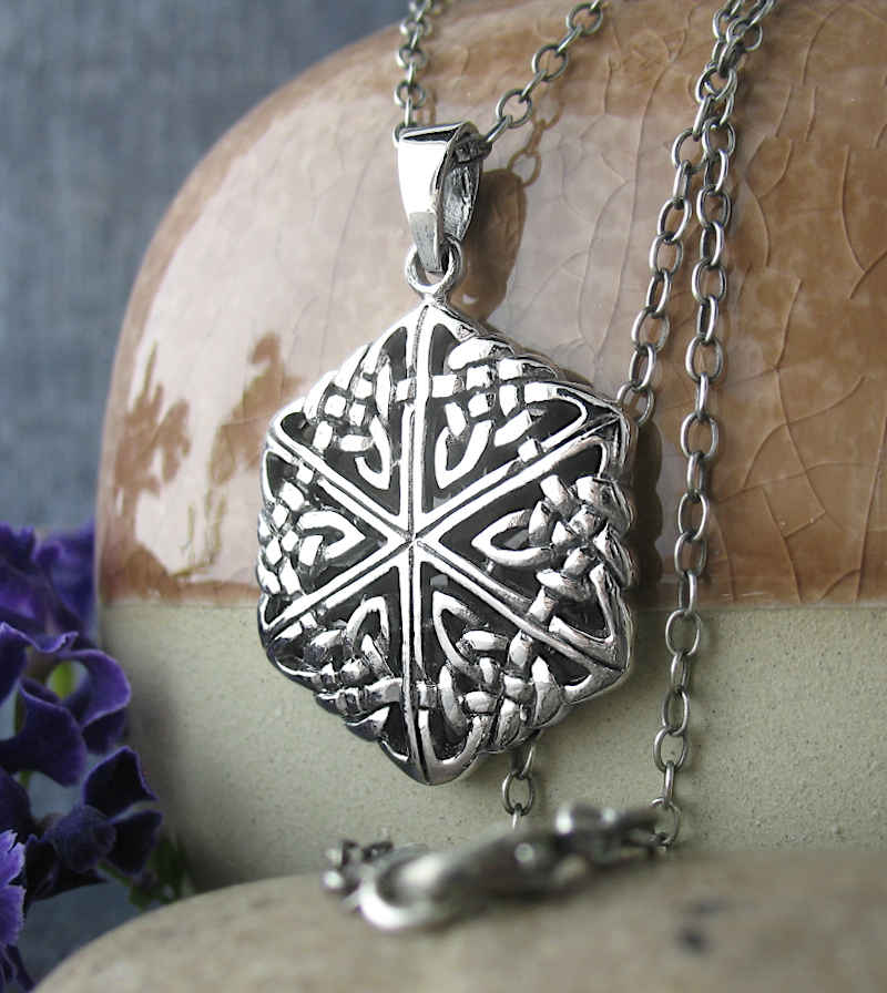 Celtic Hexagon Knot Pendant Triangle Sterling Silver | Woot & Hammy