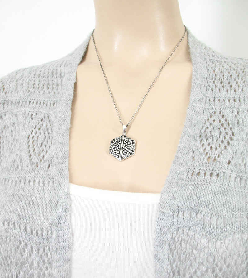 Hexagonal Celtic Triquetra Knot-Inspired Cut-Out Pendant | Woot & Hammy