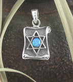 Hexagram or Star of David Symbol Scroll Pendant, With Lab Opal