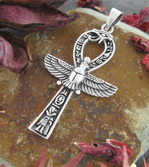 Ankh Symbol With Eye of Horus, Isis and Hieroglyphs Pendant | Woot & Hammy