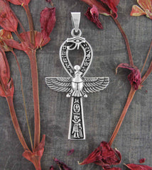 Ankh Symbol With Eye of Horus, Isis and Hieroglyphs Pendant | Woot & Hammy