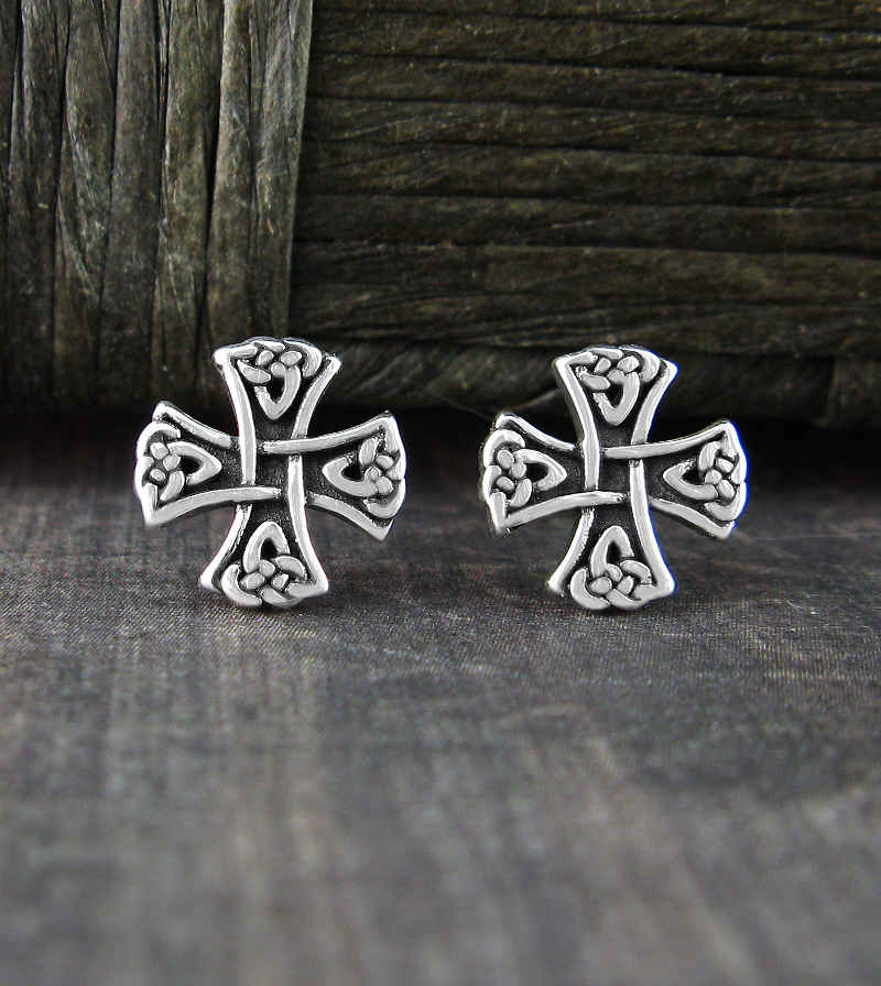 Celtic Knight's Cross Post Earrings | Woot & Hammy