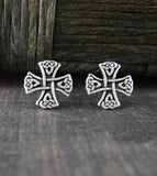 Equal-Armed Celtic Knight's Cross Stud Earrings