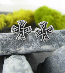 Celtic Knight's Cross Post Earrings | Woot & Hammy