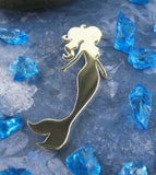 Mermaid Necklace Pendant Charm Silhouette Beach Ocean Sea Waves Surfer Diver Little Tail Scale Birthday Party Gift Mom Women laying flat