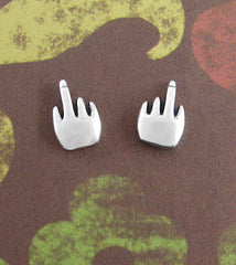 F*ck You F You Middle Finger Stud Earrings Flipping the Bird