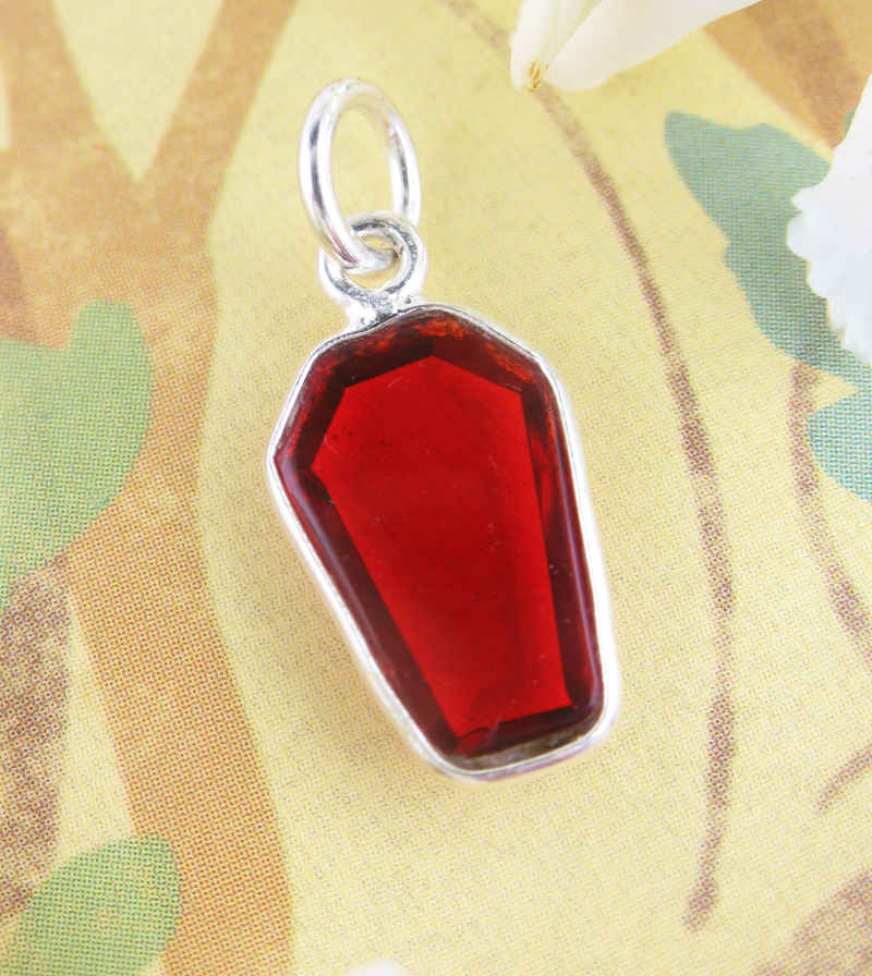 Tiny Red Garnet Coffin Charm | Woot & Hammy