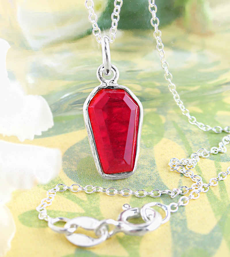 Tiny Red Garnet Coffin Charm | Woot & Hammy