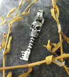 Miniature Skull Skeleton Key Pendant