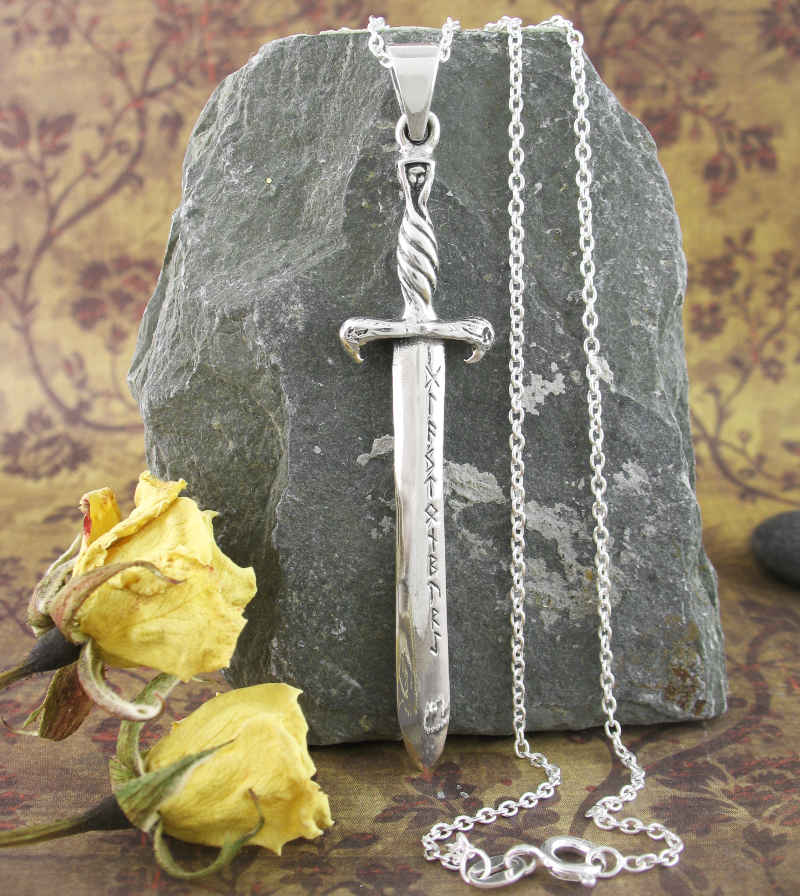 Silver Sword Necklace For Men, Warrior Necklaces