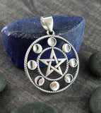 Pentacle With Phases of the Moon Pendant, 7/8