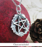 Sacred Oak Tree Leaf Pentacle Pentagram Necklace Sterling Silver
