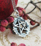 Sacred Oak Tree Leaf Pentacle Pentagram Necklace Sterling Silver