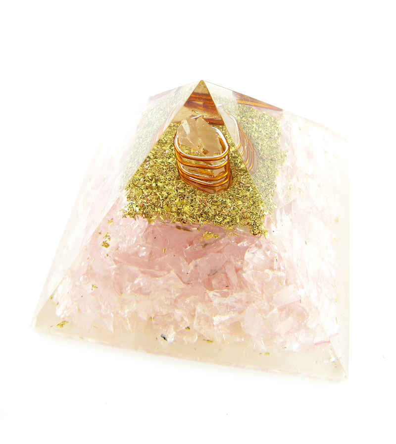 Orgonite Rose Quartz Pyramid With Quartz Point and Copper | Woot & Hammy