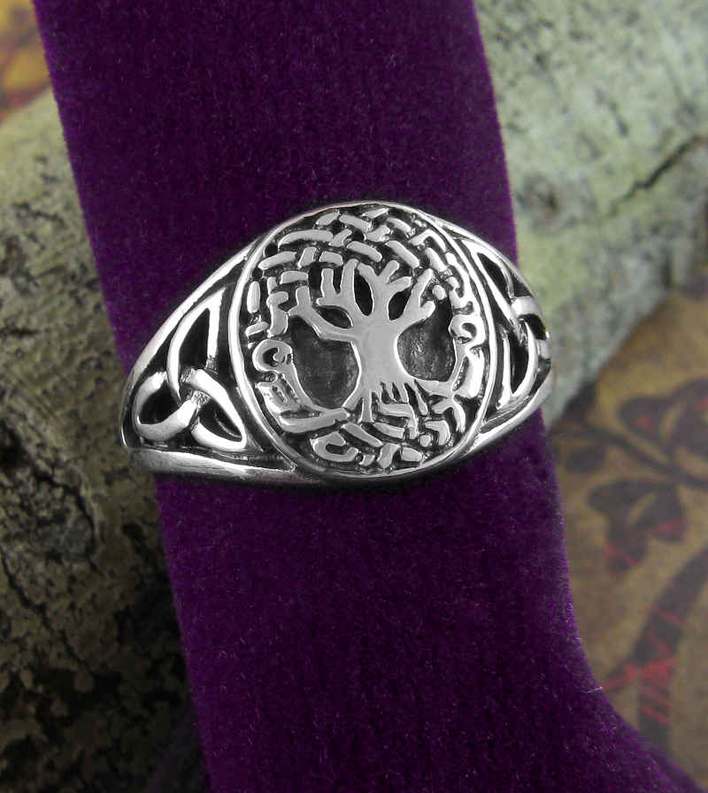 Oval Celtic Tree of Life With Triquetra Knots Ring | Woot & Hammy