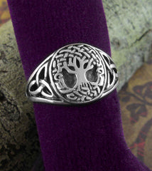 Oval Celtic Tree of Life With Triquetra Knots Ring | Woot & Hammy