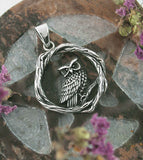Owl Framed In Woody Wreath Oxidized Pendant | Woot & Hammy