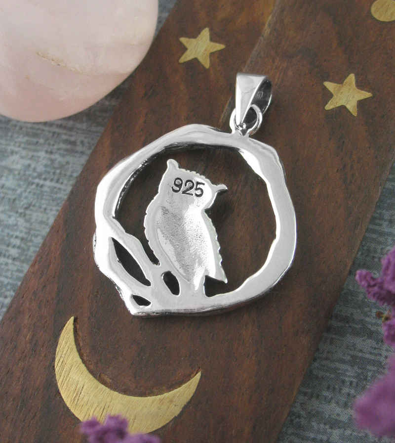 Owl Framed In Woody Wreath Oxidized Pendant | Woot & Hammy