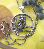 Owl Branch Circle Pendant Spirit Animal Totem Amulet