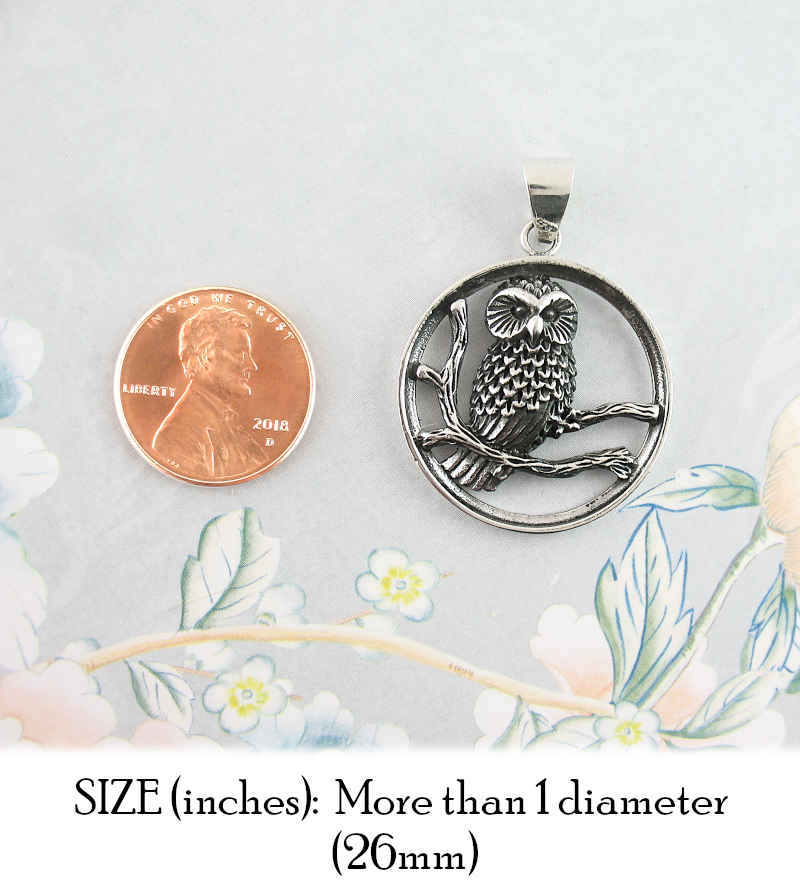 Owl Perched On Branch Cut-Out Round Pendant | Woot & Hammy