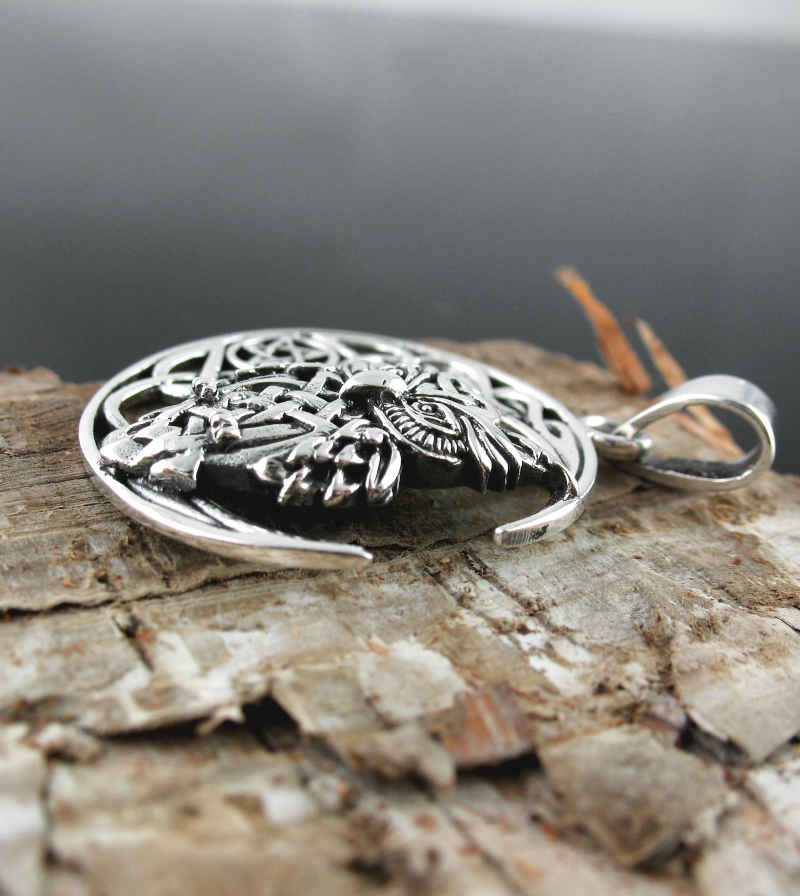Celtic Owl With Crescent Moon and Pentagram Pendant | Woot & Hammy