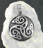 Celtic Triskelion and Triquetra Medallion Pendant, Oxidized