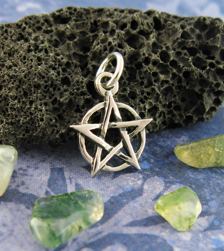 Little Pentacle Pentagram Charm Pendant Wiccan Pagan White Witch Star Witchy Jewelry Goth Gothic Accessories Fashion Alternative front view
