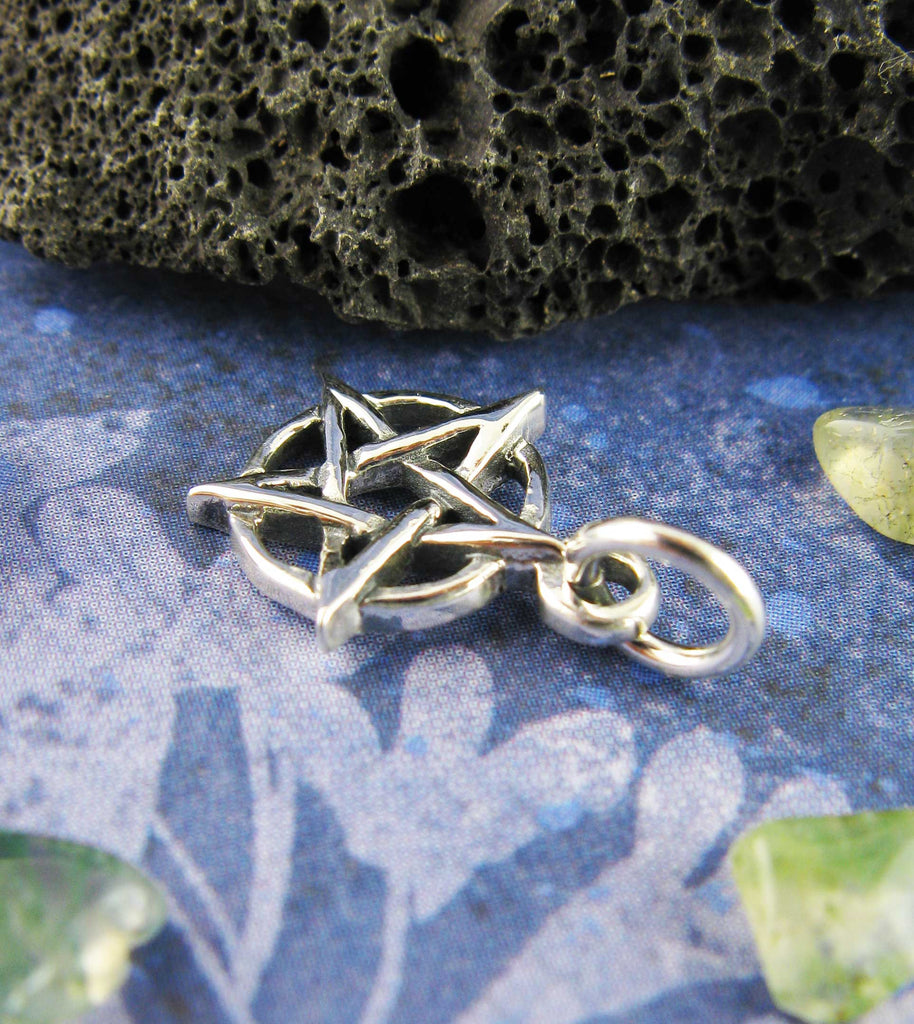 Silver pentagram charm, Pentacle star pendants for jewelry making