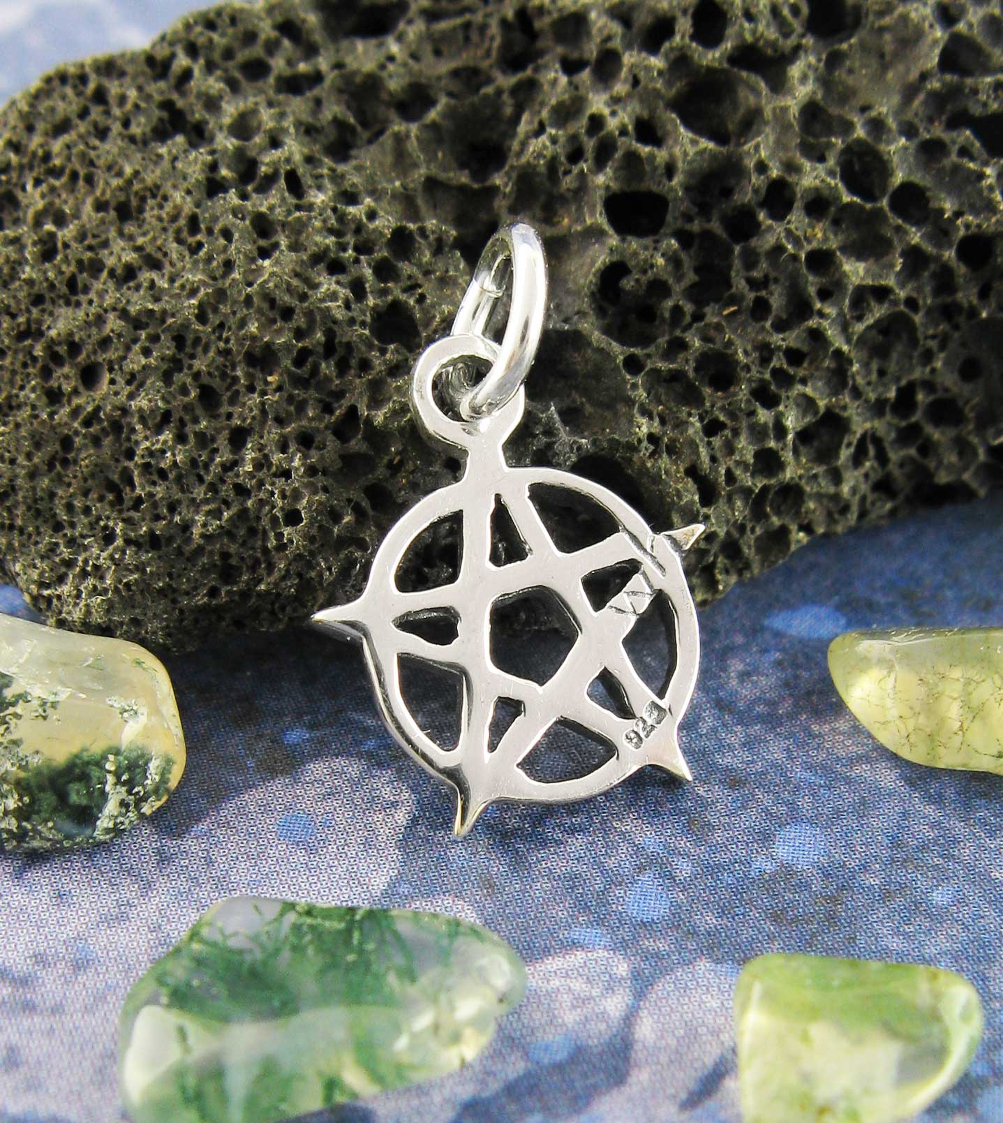 Little Pentacle Pentagram Charm Pendant Wiccan Pagan White Witch Star Witchy Jewelry Goth Gothic Accessories Fashion Alternative backside