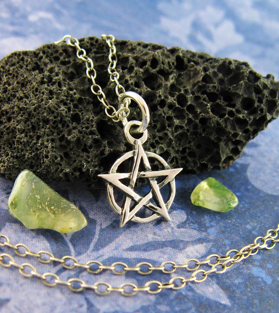 Little Pentacle Pentagram Charm Pendant Wiccan Pagan White Witch Star Witchy Jewelry Goth Gothic Accessories Fashion Alternative on chain