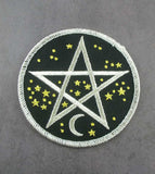 Gestickter Pentagramm-Aufnäher zum Aufnähen mit Sternen und Mond