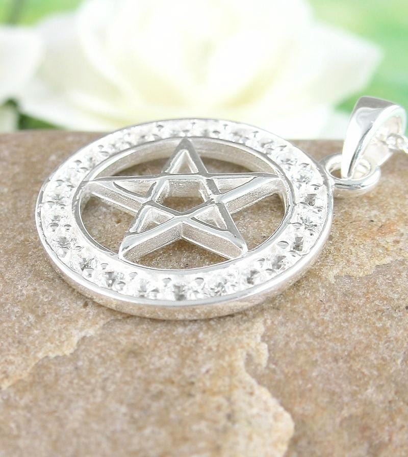 Bright Pentacle Necklace with Crystals - woot & hammy