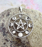 Pentacle With Phases of the Moon Pendant, 1-1/8